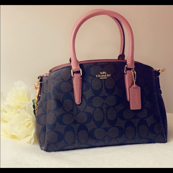 ✨NWT✨Coach Satchel Crossbody Brown Strawberry Pink - Picture 2 of 7